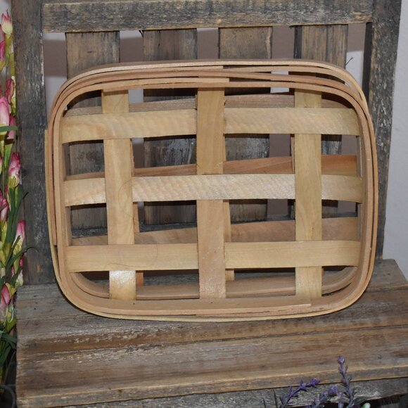 Set of Two Small Wood Tobacco Basket Rustic Country Cottage Farmhouse Decor - Picture 2 of 10